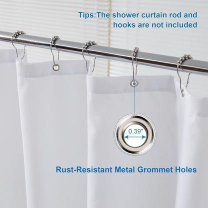 Amazer_White_Shower_Liner_Cloth_Waterproof,_White_Shower_Curtain_Liner_Fabric_with_Weighted_Stones,_Washable_Shower_Curtain_and_Liner_2-in-1,_120G_Heavy_Duty,_12_Grommet_Holes,_72_x_72_Inches