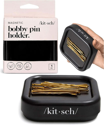 Kitsch_Magnetic_Bobby_Pin_Holder_-_Cute_Stuff,_Strong_Magnetic_Pin_Holder_for_Desk_&_Vanity,_Securely_Holds_Metal_Hair_Clips,_Bobby_Pins_&_Paper_Clip_|_Ideal_Gifts_for_Women_-_Black,_1_Pc