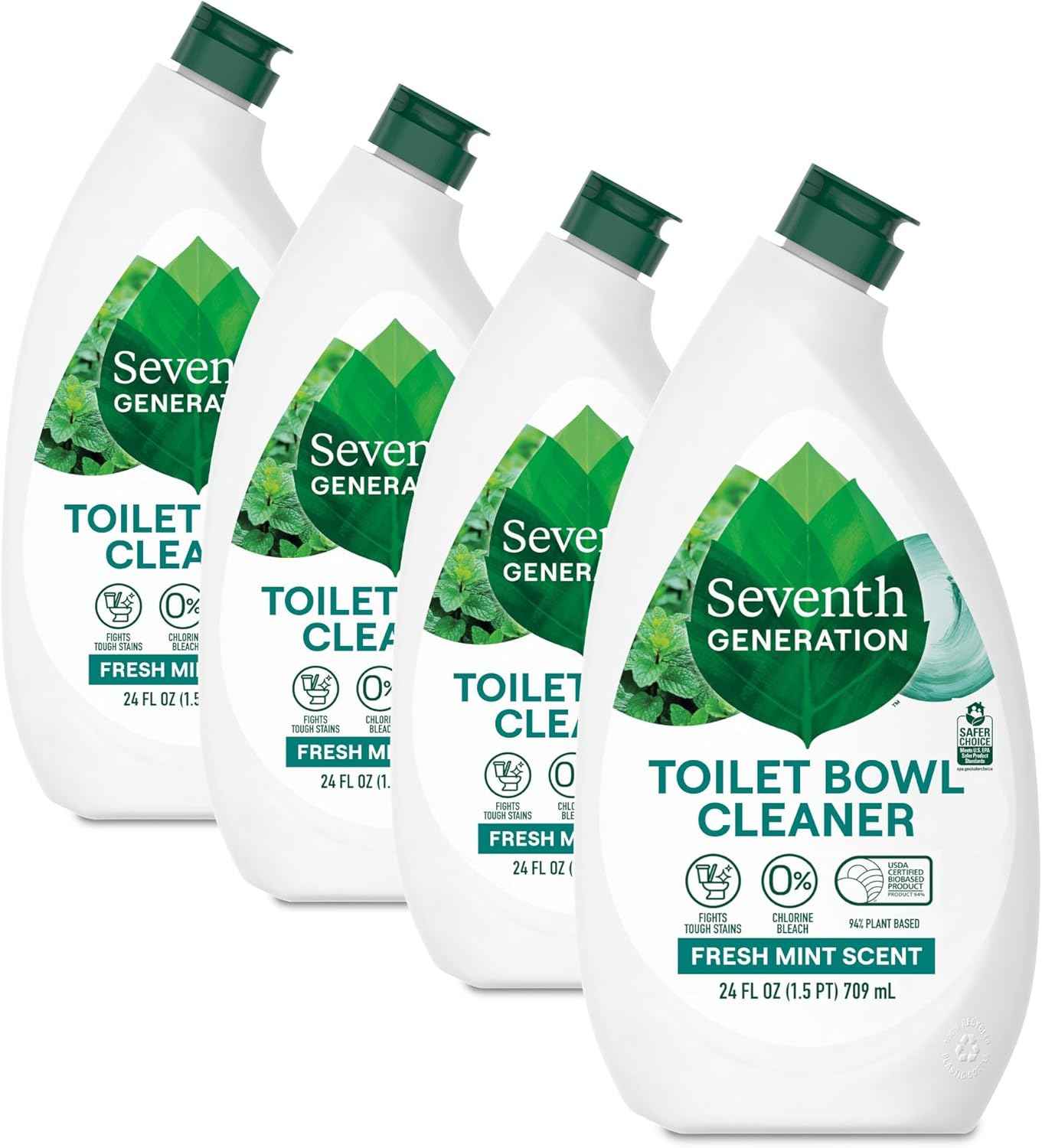Seventh Generation Toilet Bowl Cleaner Fresh Mint scent Without Chlorine Bleach Ammonia Free 24 oz