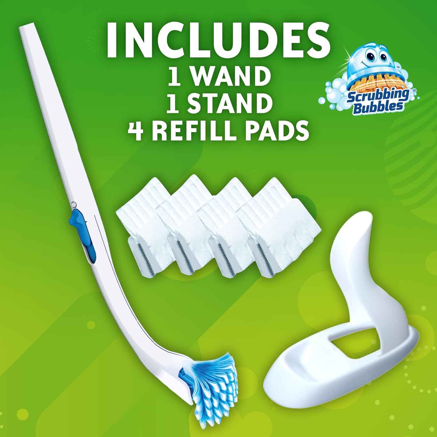 Scrubbing Bubbles Toilet Bowl Cleaning System with Flushable & Disposable Cleaner Refill Pads, Fights Odors and Helps Remove Limescale & Hard Water Stains, Citrus Scent