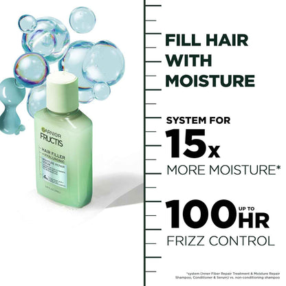 Garnier Fructis Hair Filler Moisture Repair Serum Treatment, Moisturizing Hair Serum for Curls and Waves with Hyaluronic Acid