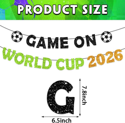 Game On World 2026 Cup Banner World Party Cup Decorations Soccer Party Decorations