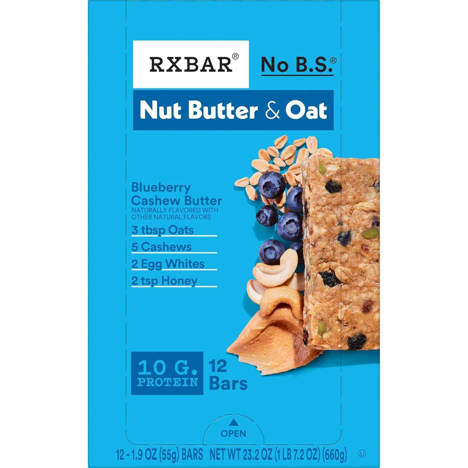 RXBAR Nut Butter and Oat Protein Bars, Protein Snacks, Snack Bars, Blueberry Cashew Butter