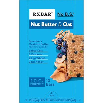 RXBAR Nut Butter and Oat Protein Bars, Protein Snacks, Snack Bars, Blueberry Cashew Butter