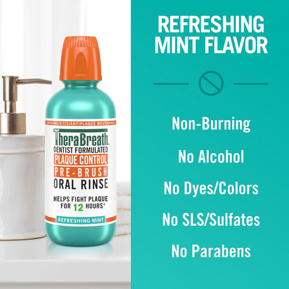 TheraBreath_Plaque_Control_Pre-Brush_Oral_Rinse,_Refreshing_Mint_Flavor,_Antigingivitis_and_Antiplaque_Rinse,_Dentist_Formulated,_Alcohol_Free,_16_Fl_Oz_(Pack_of_2)