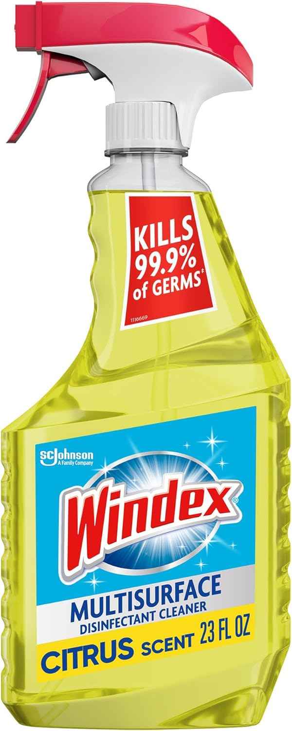 Windex Multipurpose Cleaner Disinfectant Bottle, Packaging Designed to Prevent Leakage and Breaking, Surface Cleaning Spray, Citrus Fresh Scent