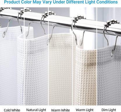 AmazerBath_White_Shower_Curtain_Fabric,_Waffle_Shower_Curtains_for_Bathroom,_Cloth_Shower_Curtain_Heavy_Duty,_Thick_Bathroom_Shower_Curtains_Hotel_Quality,_Premium_Polyester,_72x72_Inches