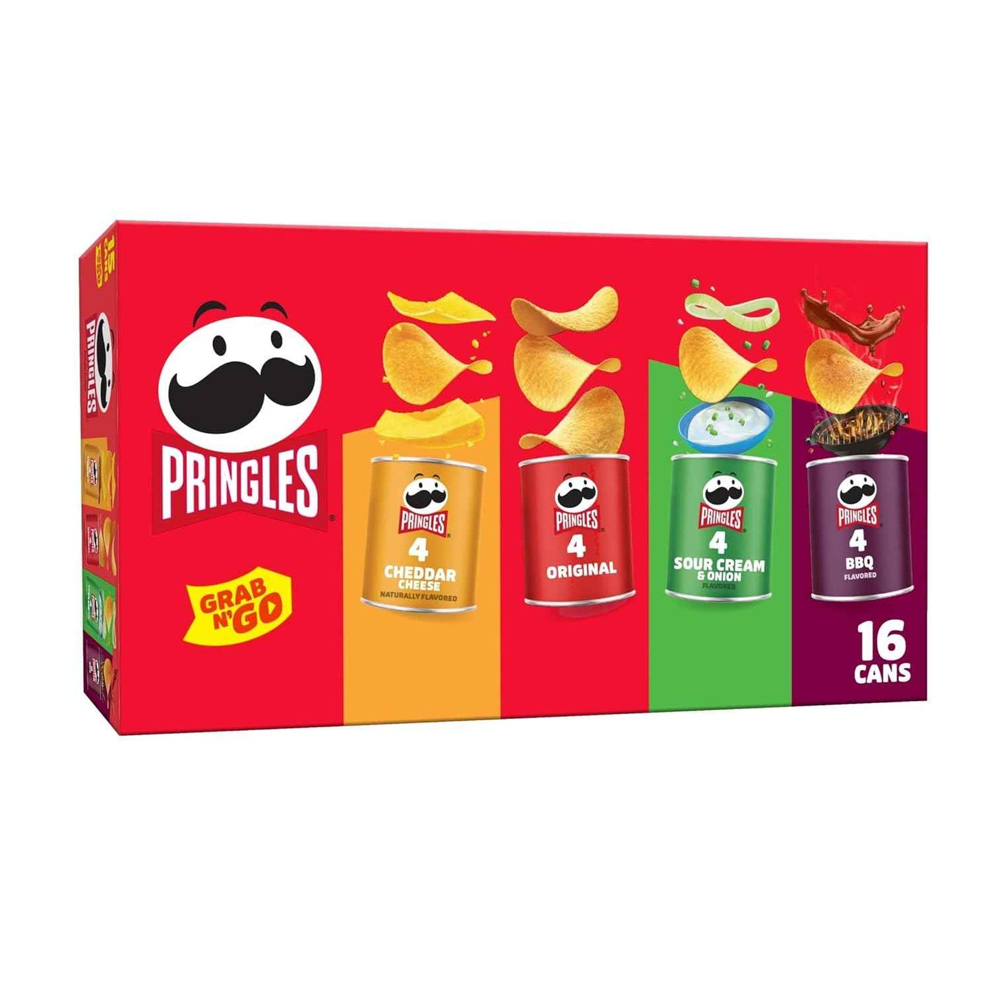 Pringles Potato Crisps Chips, Lunch Snacks, Office and Kids Snacks, Grab N' Go, 1.38 Pounds, Variety Pack (16 Cans)