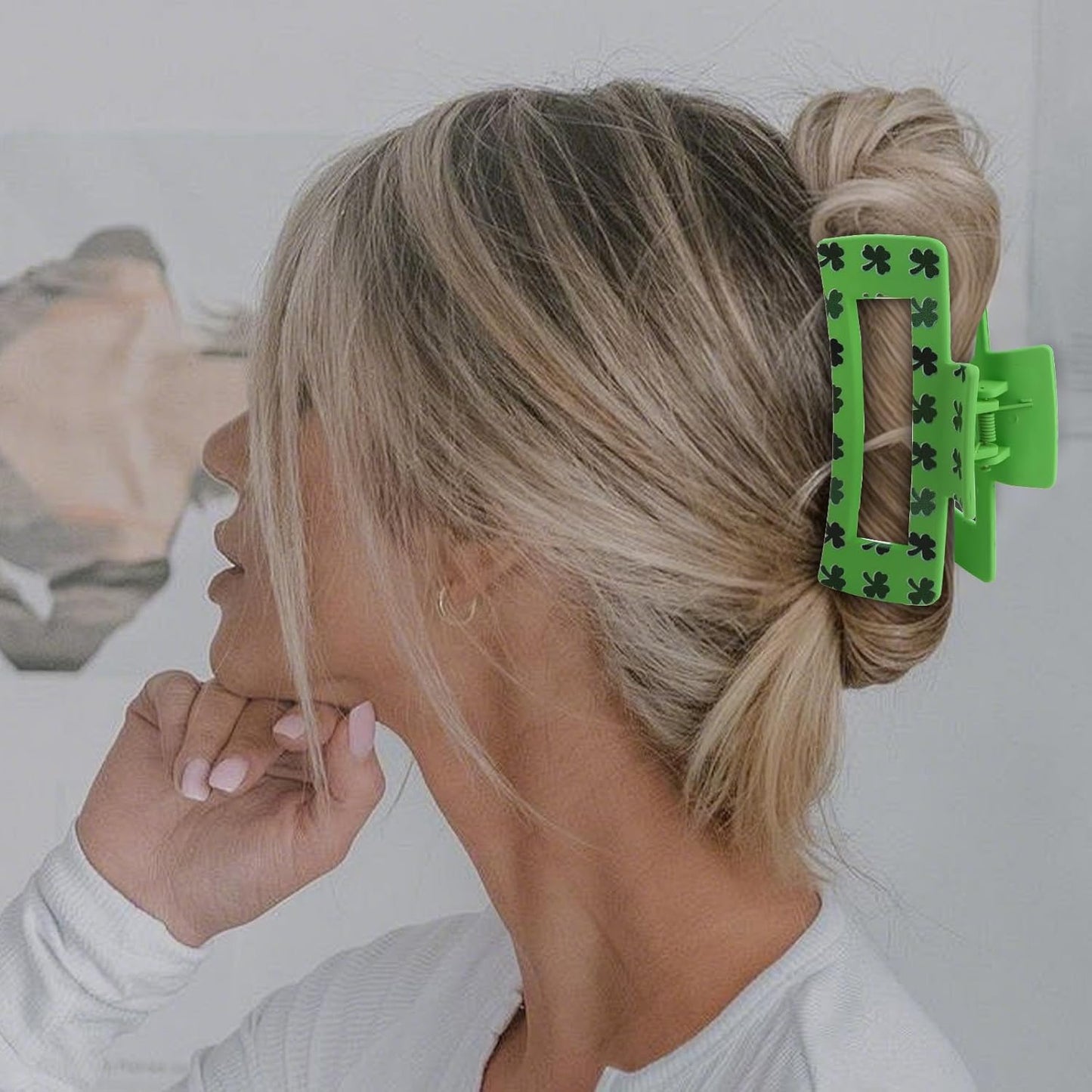ANBALA_3Pcs_St_Patricks_Day_Claw_Clips_for_Thick_Thin_Hair,_3"_Strong_Hold_Square_Claw_Clips_for_Women_Girls_Non-Slip_Green_Shamrock_Irish_Clover_Hair_Clip_St_Patricks_Day_Accessories