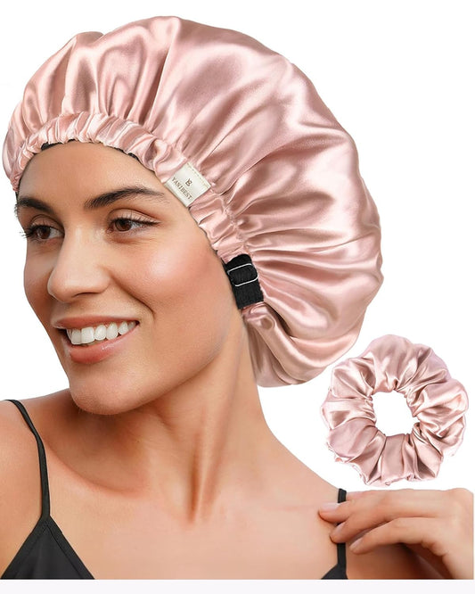 YANIBEST_Adjustable_Satin_Bonnet_Double_Layer_Hair_Bonnet_for_Sleeping_Bonnets_for_Women_Hats_Curly_Natural_Hair,_Blush_Pink