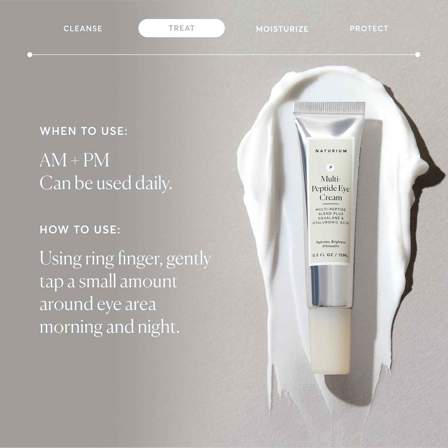 Naturium Multi-Peptide Eye Cream, Smoothing & Anti-Aging Skincare, with Squalene & Hyaluronic Acid, 0.5 oz
