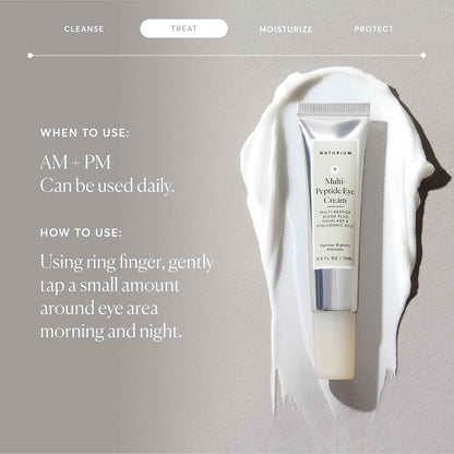 Naturium Multi-Peptide Eye Cream, Smoothing & Anti-Aging Skincare, with Squalene & Hyaluronic Acid, 0.5 oz