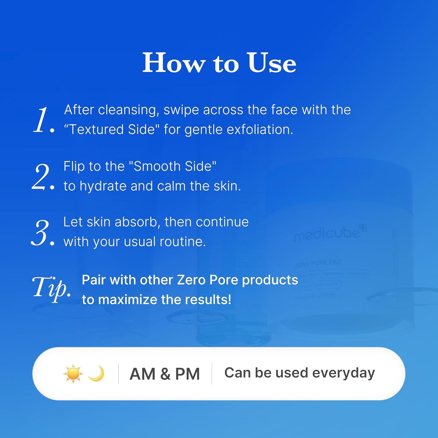 medicube_Toner_Pads_Zero_Pore_Pad_2.0_|_Dual-Textured_Facial_Pad_for_Exfoliation_and_Pore_Care_with_4.5%_AHA_Lactic_Acid,_0.45%_BHA_Salicylic_Acid_|_Ideal_for_All,_Korean_Skin_Care,_70_Pads_(1_Pack)