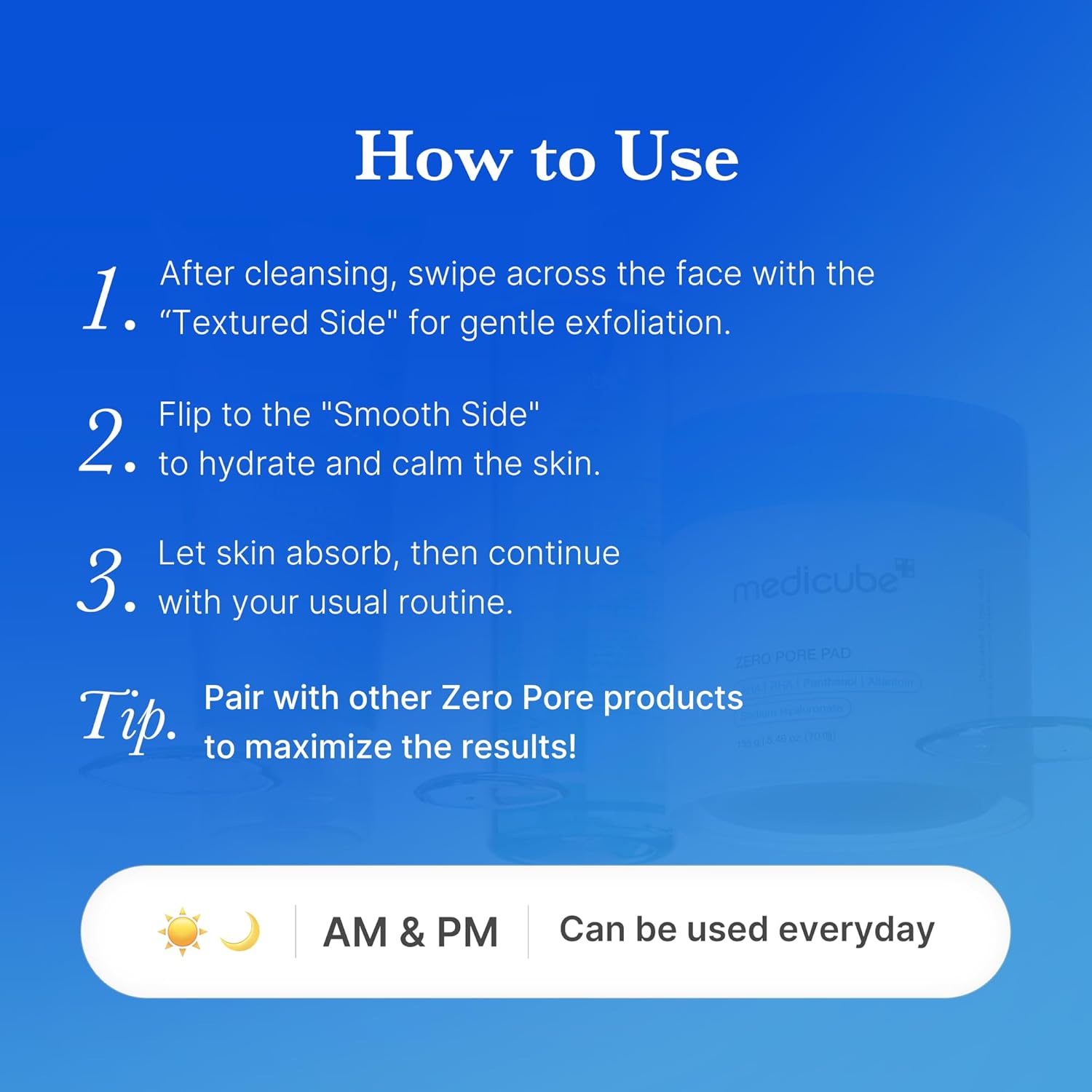 medicube_Toner_Pads_Zero_Pore_Pad_2.0_|_Dual-Textured_Facial_Pad_for_Exfoliation_and_Pore_Care_with_4.5%_AHA_Lactic_Acid,_0.45%_BHA_Salicylic_Acid_|_Ideal_for_All,_Korean_Skin_Care,_70_Pads_(1_Pack)