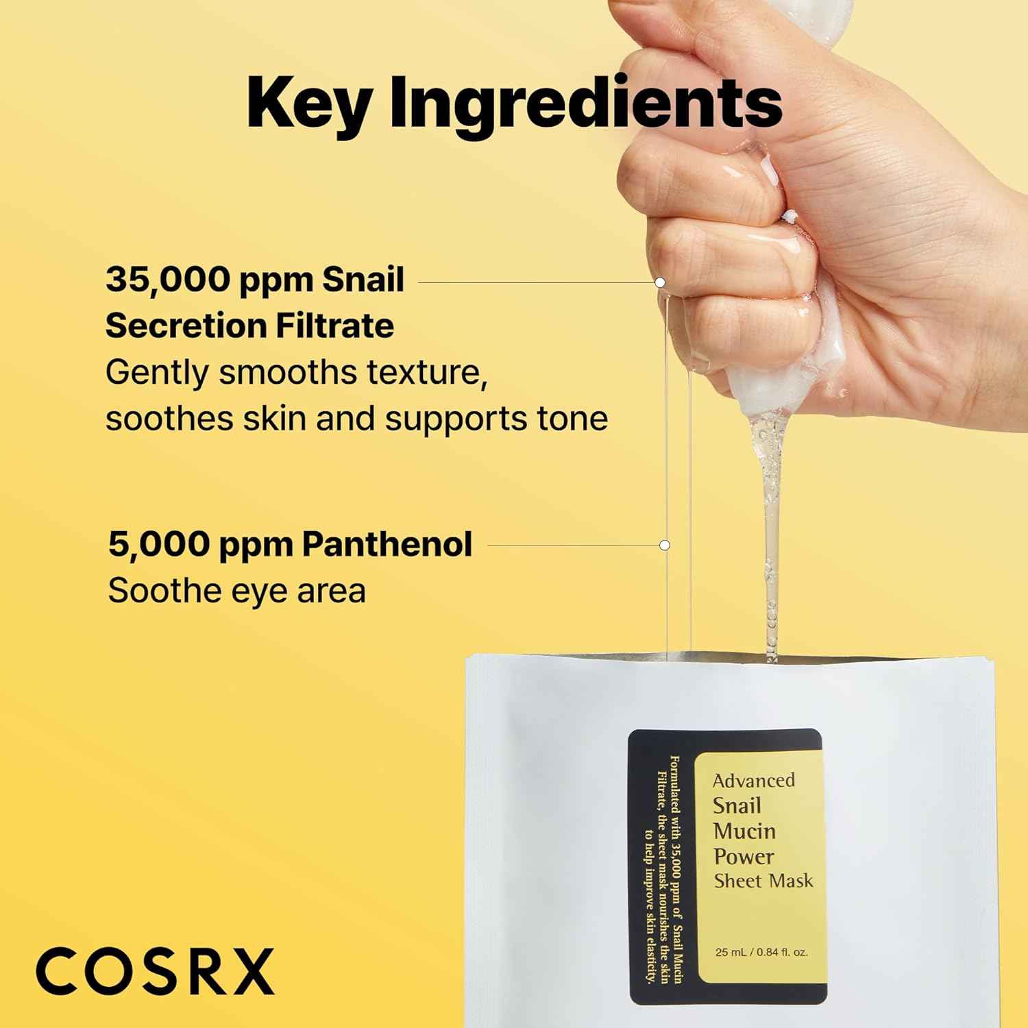 COSRX Snail Mucin Sheet Mask 10 EA with Snail Mucin Serum, Self Care, Face Masks for Dry, Sensitive Skin, Not Tested on Animals, No Parabens, No Sulfates, Korean Skin Care