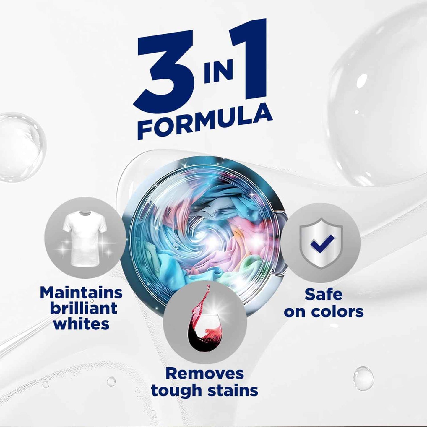 OxiClean Triple Action White Revive Laundry Whitener and Stain Remover Powder, Use with Detergent, Whitens and Brightens Clothes, Removes Tough Stains, Color Safe, Chlorine Free