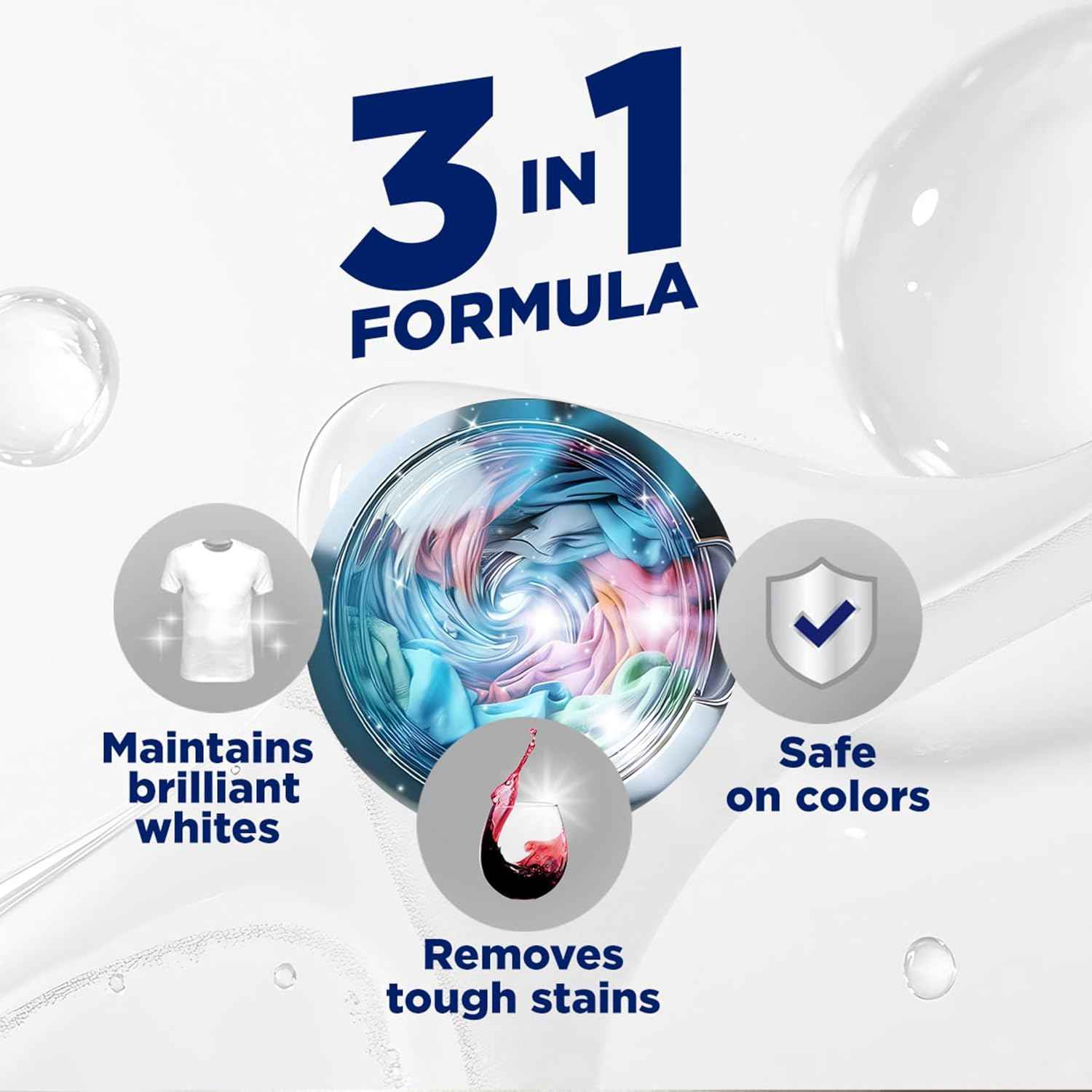 OxiClean Triple Action White Revive Laundry Whitener and Stain Remover Powder, Use with Detergent, Whitens and Brightens Clothes, Removes Tough Stains, Color Safe, Chlorine Free
