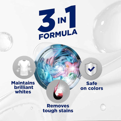 OxiClean Triple Action White Revive Laundry Whitener and Stain Remover Powder, Use with Detergent, Whitens and Brightens Clothes, Removes Tough Stains, Color Safe, Chlorine Free