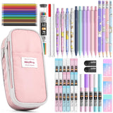Nicpro 47PCS Aesthetic School Supplies in Big Capacity Pen Case, Cute Pastel Mechanical Pencils 0.5, 0.7, 0.9 & 2mm Lead Holder with 25 Tube Lead Refills 4B 2B HB 2H Color, Erasers for Student Writing