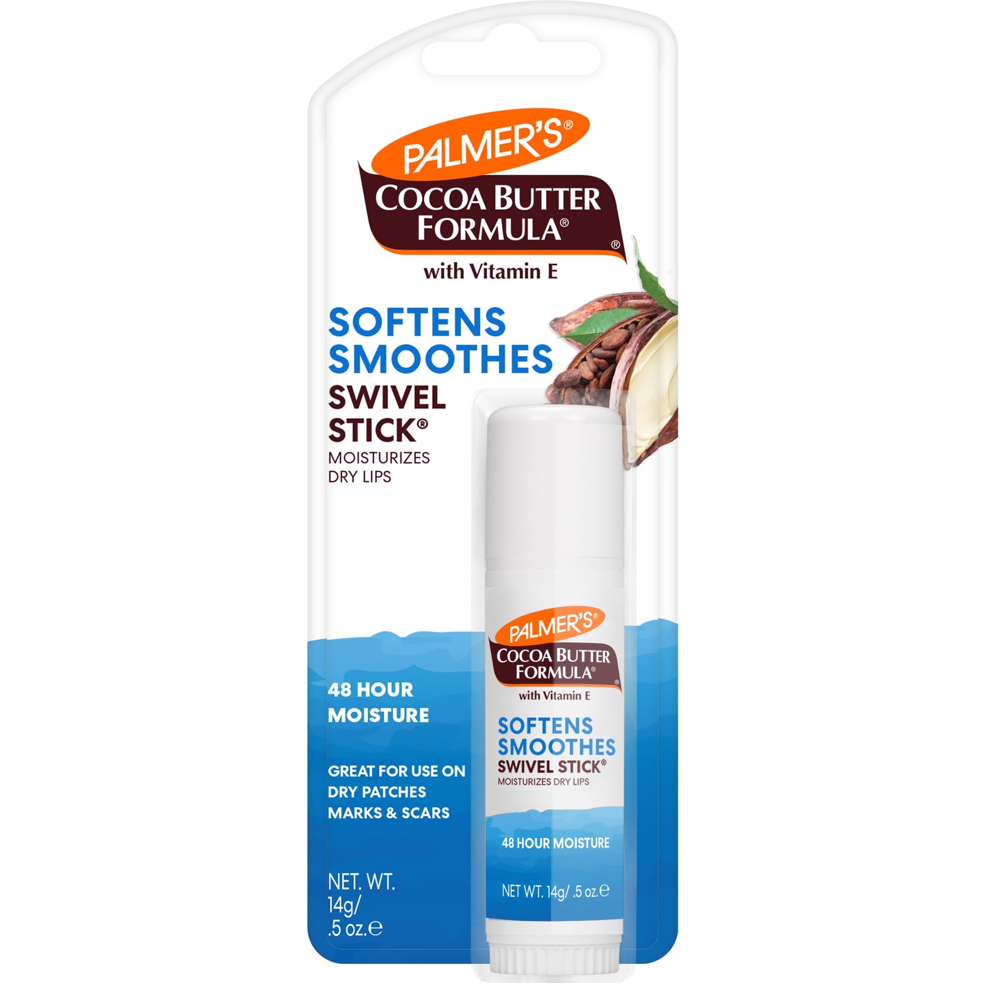 Palmer&amp;#39;s Cocoa Butter Formula Moisturizing Swivel Stick with Vitamin E, Lip Balm for Beach Bag, Face &amp;amp; Body Moisturizer Stick, Ideal for Treating Dry Skin Patches (1 Count)