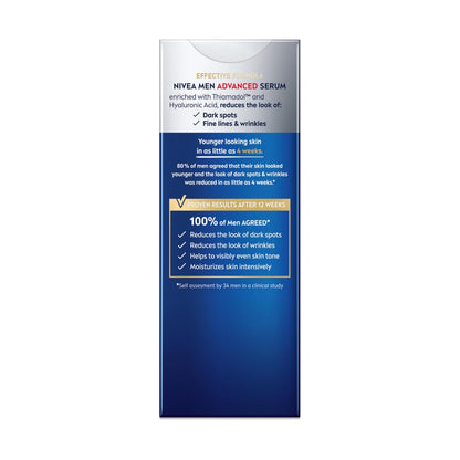NIVEA_MEN_Age_Defense_Advanced_Face_Serum_for_Dark_Spots_with_Thiamidol_(TM)_+_Hyaluronic_Acid,_Fast-Absorbing_Face_Serum_for_Men_Helps_Reduce_Look_of_Dark_Spots,_Fine_Lines_&_Wrinkles,_1_Fl_Oz_Bottle
