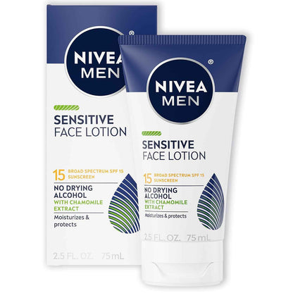 NIVEA MEN Sensitive Face Lotion with SPF 15, Broad Spectrum Sunscreen