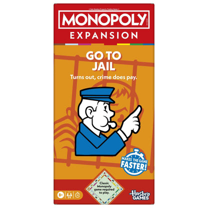 Monopoly Go to Jail Expansion | Add More Fun to Classic Monopoly Game and Play Faster | Ages 8+ | 2-6 Players | 40 Mins. | Family Board Games