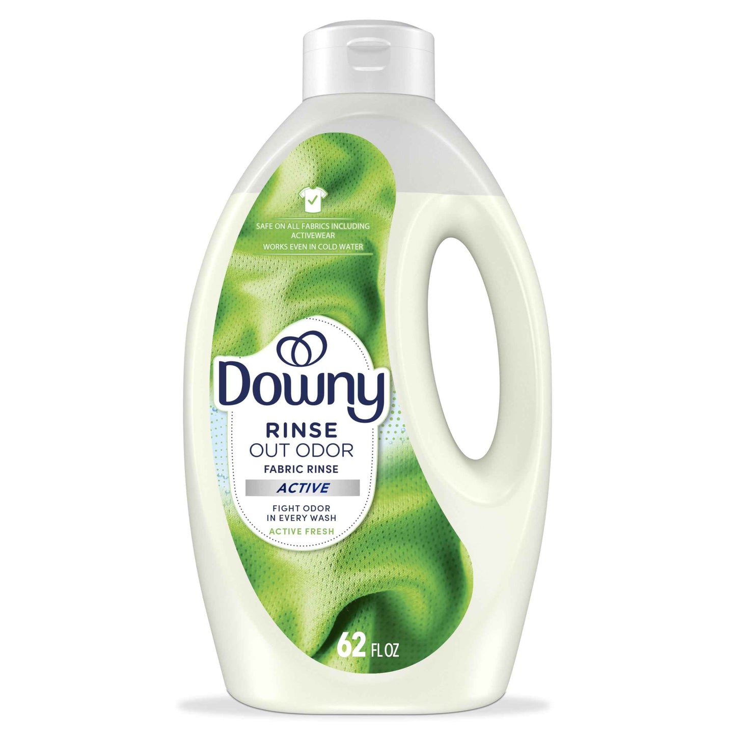 Downy Rinse Laundry Odor Remover, Active Fresh Scent, 62 FL OZ, Fabric Softener and Laundry Odor Removal Rinse