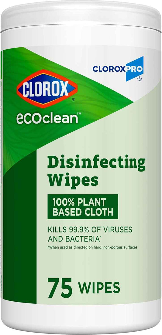 CloroxPro Clorox EcoClean Disinfecting Wipes, Multipurpose 100% Plant Based Cleaning Cloths, Antibacterial Disinfectant, Safe for Multi Surface Use