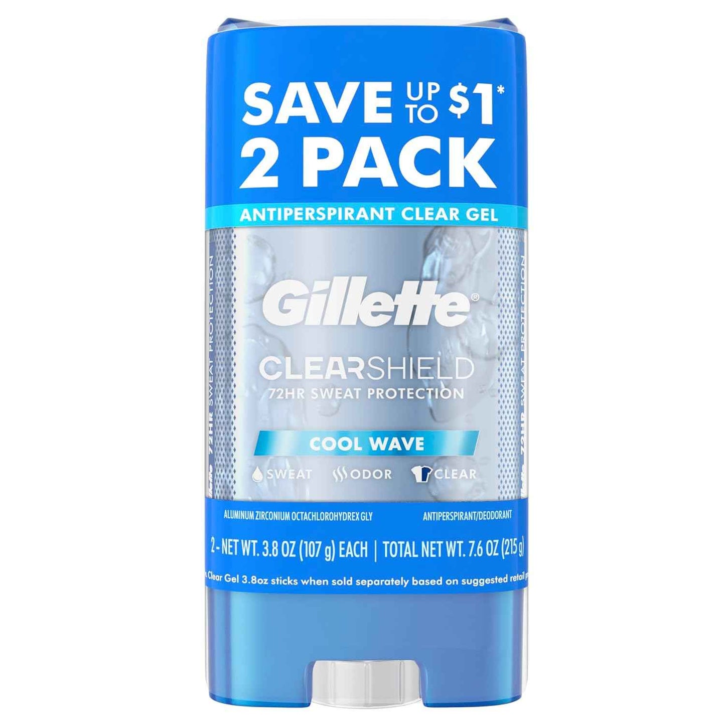 Gillette Antiperspirant and Deodorant for Men, 72hr Sweat & Odor Protection, Long Lasting Freshness, Anti-White Mark Technology, Clear Gel
