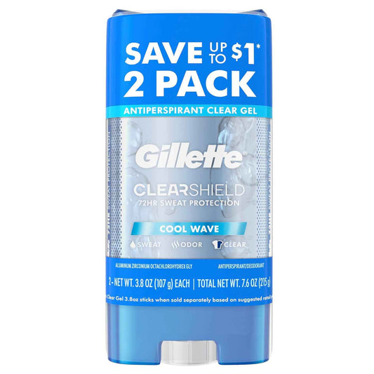 Gillette Antiperspirant and Deodorant for Men, 72hr Sweat & Odor Protection, Long Lasting Freshness, Anti-White Mark Technology, Clear Gel