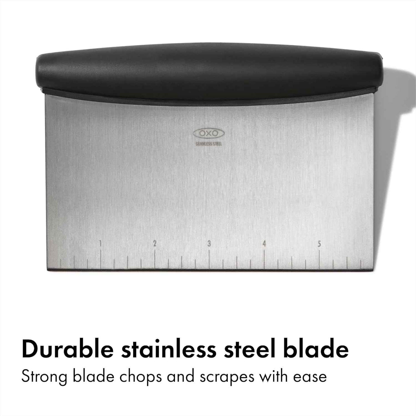 OXO Good Grips Stainless Steel Multi-Purpose Scraper & Chopper, Dough Cutter for Pizza, Bread and Cookie Dough, Multi-Purpose Vegetable Chopper, Dishwasher-Safe Kitchen Essential