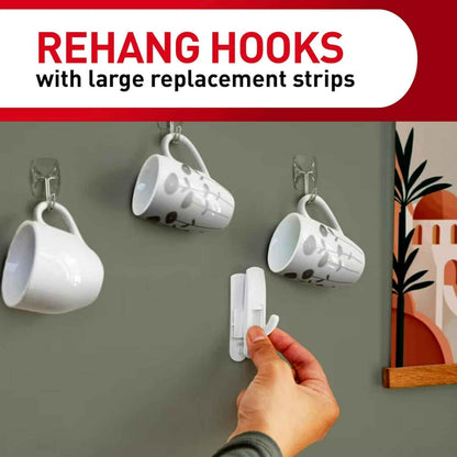 Command Indoor Replacement Strips, Damage-Free Wall Hanging, Re-Hang Small Hooks for Home and Wall Decor, Holds up to 1 lb, White Adhesive