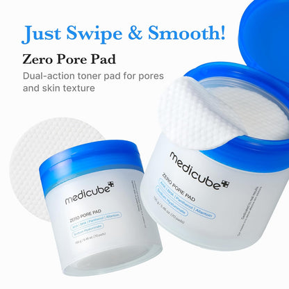 medicube_Toner_Pads_Zero_Pore_Pad_2.0_|_Dual-Textured_Facial_Pad_for_Exfoliation_and_Pore_Care_with_4.5%_AHA_Lactic_Acid,_0.45%_BHA_Salicylic_Acid_|_Ideal_for_All,_Korean_Skin_Care,_70_Pads_(1_Pack)
