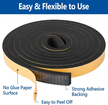 Kikerike_Self_Adhesive_Foam_Tape_Weatherstrip_1/2In_x_1/4In_x_42Ft_High_Density_Foam_Insulation_Strips_Seal_Weather_Stripping_with_Strong_Adhesive_for_Door_and_Window_Sound_Isolation_Soundproofing