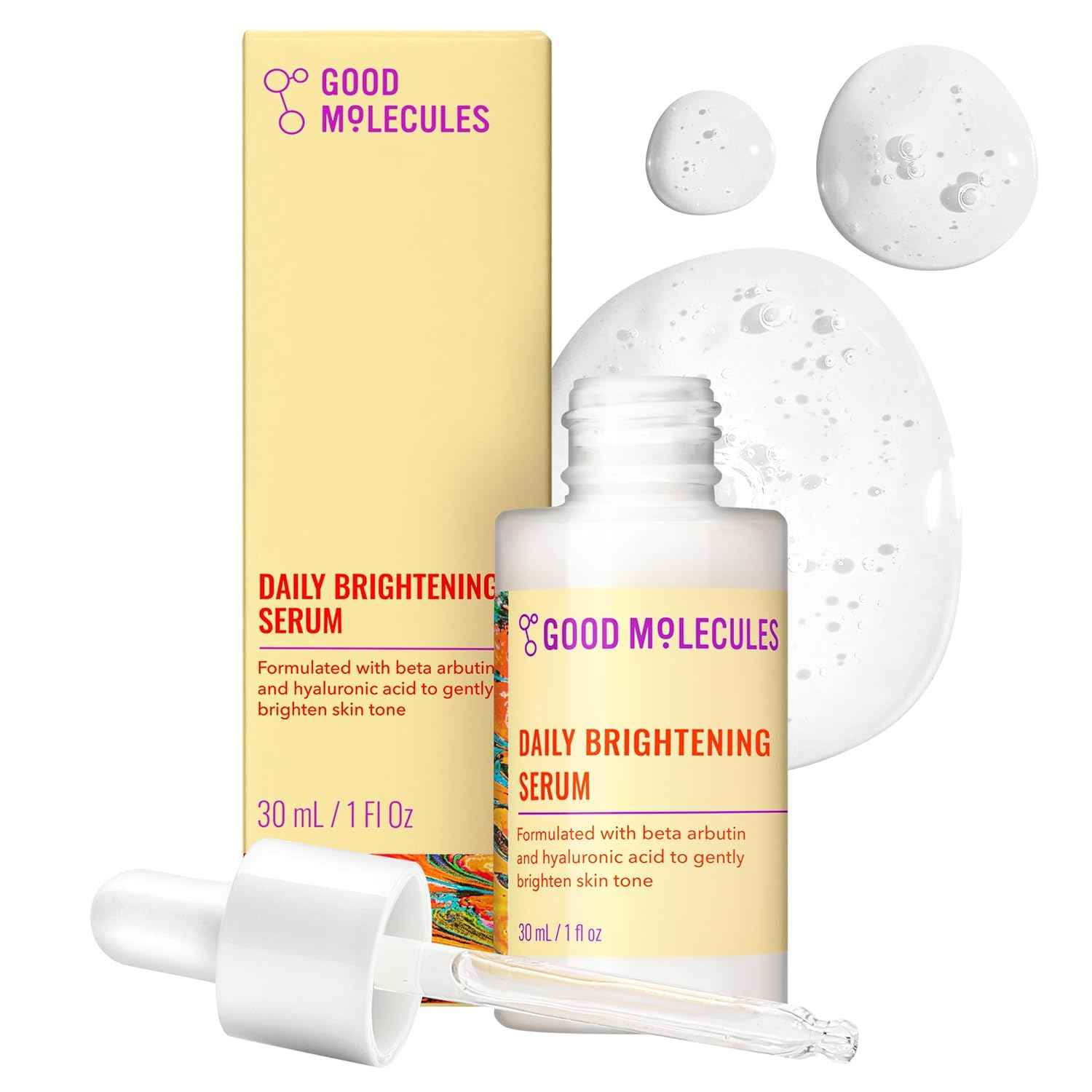 Good Molecules Daily Brightening Serum with Beta Arbutin 3% & Hyaluronic Acid – Brightening Serum for Dark Spots & Uneven Tone, Face Skincare