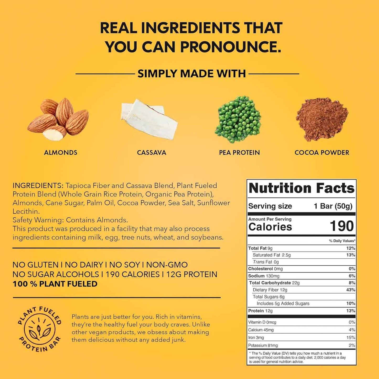 TRUBAR Vegan Protein Bar, Saltylicious Almond Love, Gluten Free, Plant Based, High Fiber, Dairy Free, Low Fat, Non GMO, No Sugar Alcohols, 12G Lean Protein, 13G Fiber, Healthy Snack Bars, 1 CT