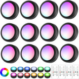 LED Puck Lights with Remote Control, Wireless Under Cabinet Lighting,Color Changing Lights with Dimmer and Timer, AAA Battery Operated Powered Push Night Lights (3/6/12 Pack Black)