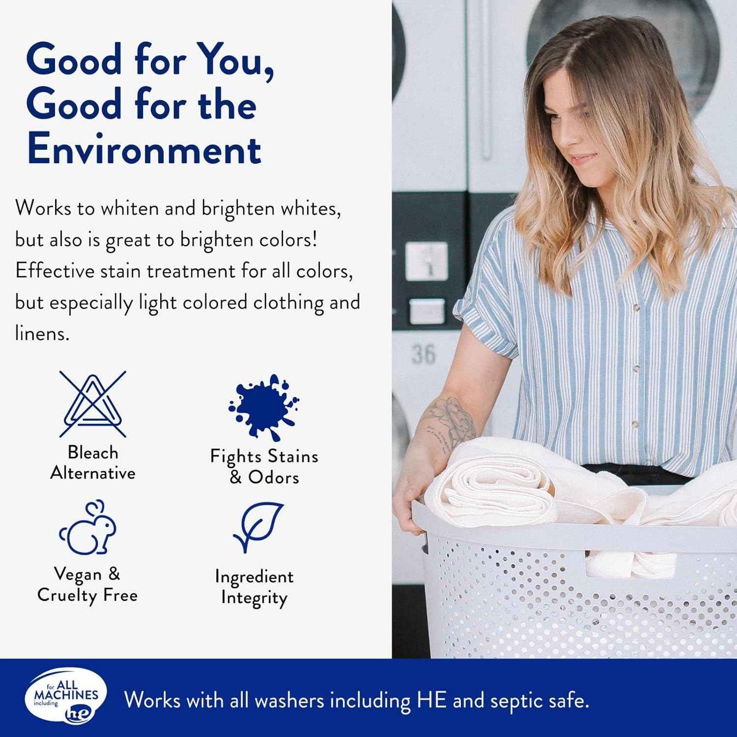 The Clean People Oxygen Brightener Stain Remover | Bleach Alternative, Simple Ingredients, Brightens Dull Whites AND Colors