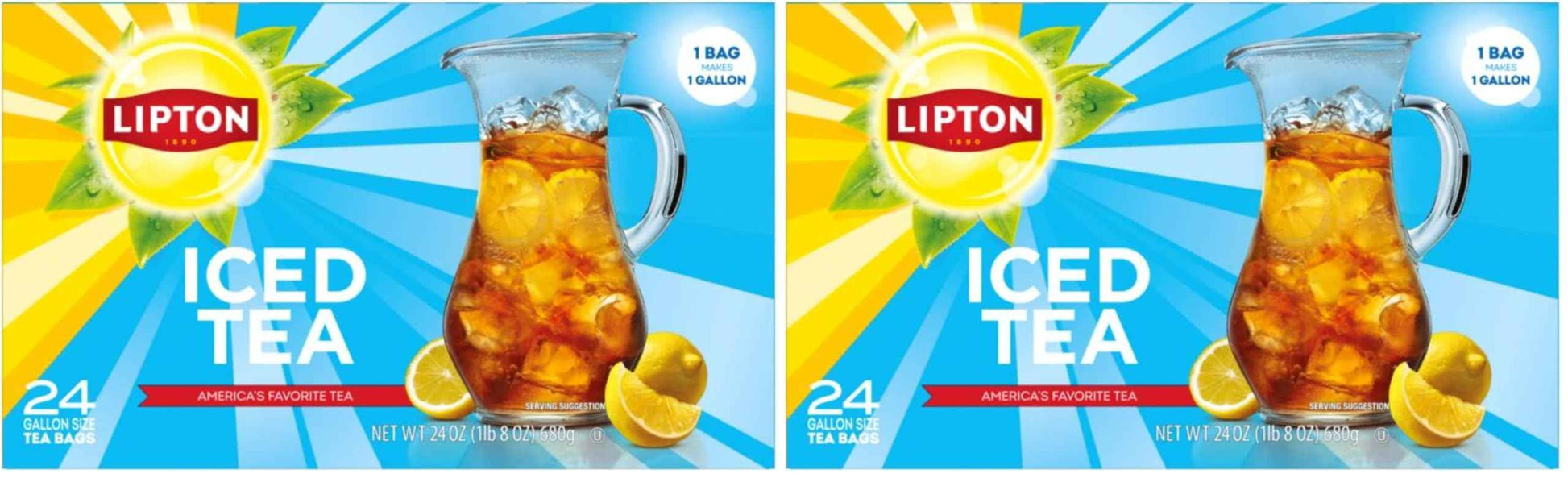 Lipton Unsweetened Iced Tea Bags, Gallon-Sized Zero Calories, 24 Total Tea Bags