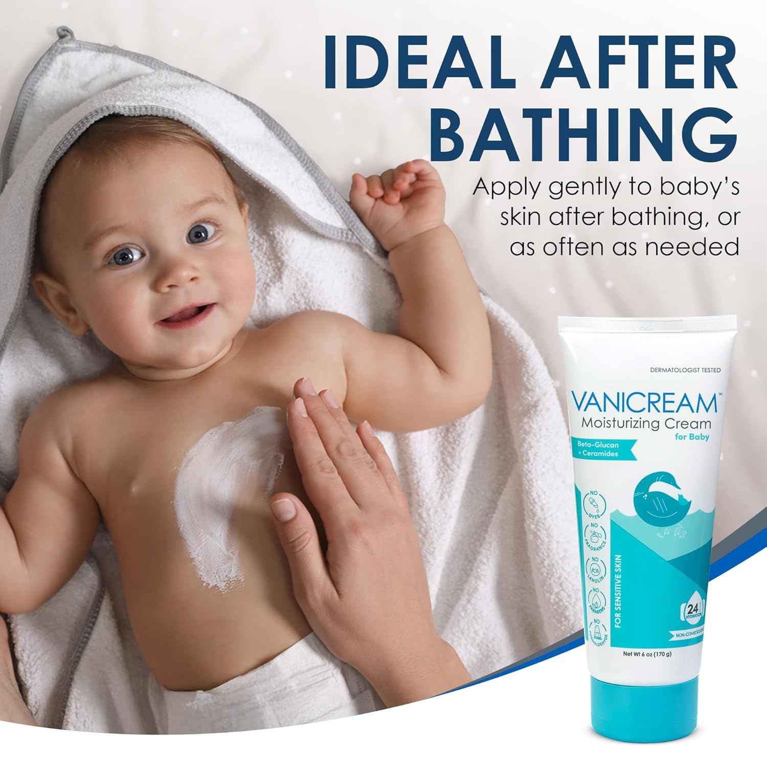 Vanicream Moisturizing Cream for Baby, 6 Oz, Gentle, Hydrating Baby Lotion with Beta-Glucan & Ceramides, Formulated without Common Irritants for Sensitive Skin, All Ages