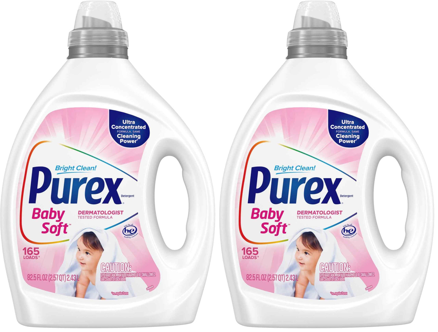 Purex Baby Soft Liquid Laundry Detergent, Ultra Concentrated, 82.5 fl oz, 165 Loads, Hypoallergenic, Dye Free, Gentle on Skin