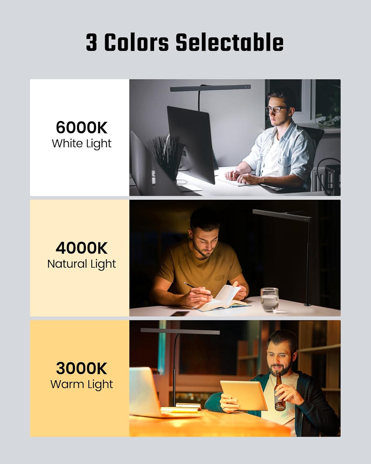 SUPERDANNY_LED_Desk_Lamp_for_Office_Home,_Eye-Caring_Desk_Light_with_Adjustable_Gooseneck,_12W_Touch_Control_Dimmable_Brightness,_Architect_Clamp_Lamp_with_USB_Adapter_for_Reading_Study_Workbench