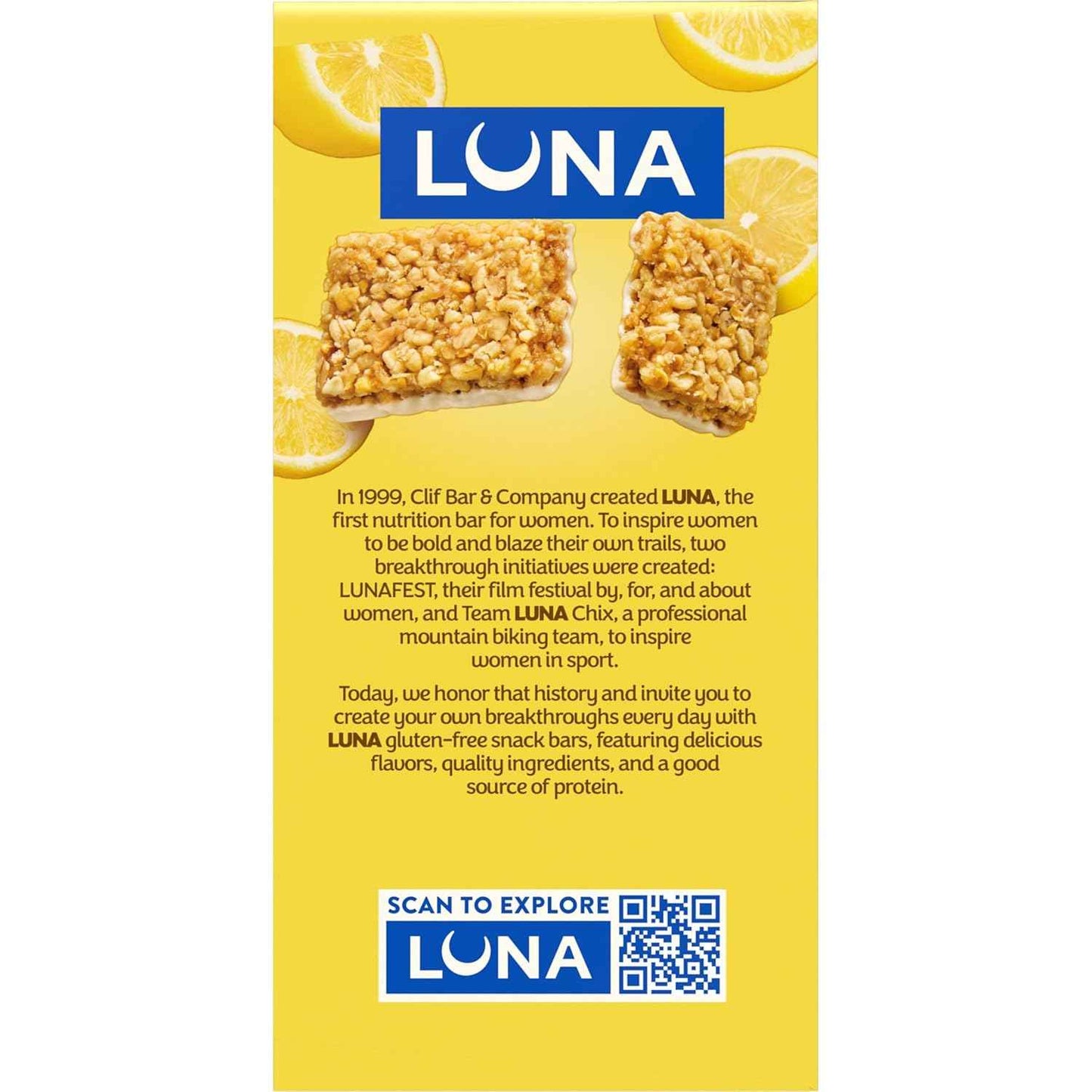 LUNA Bar - LemonZest Flavor - Gluten Free Snack Bars - Non-GMO - Protein Bars - Made with Organic Oats