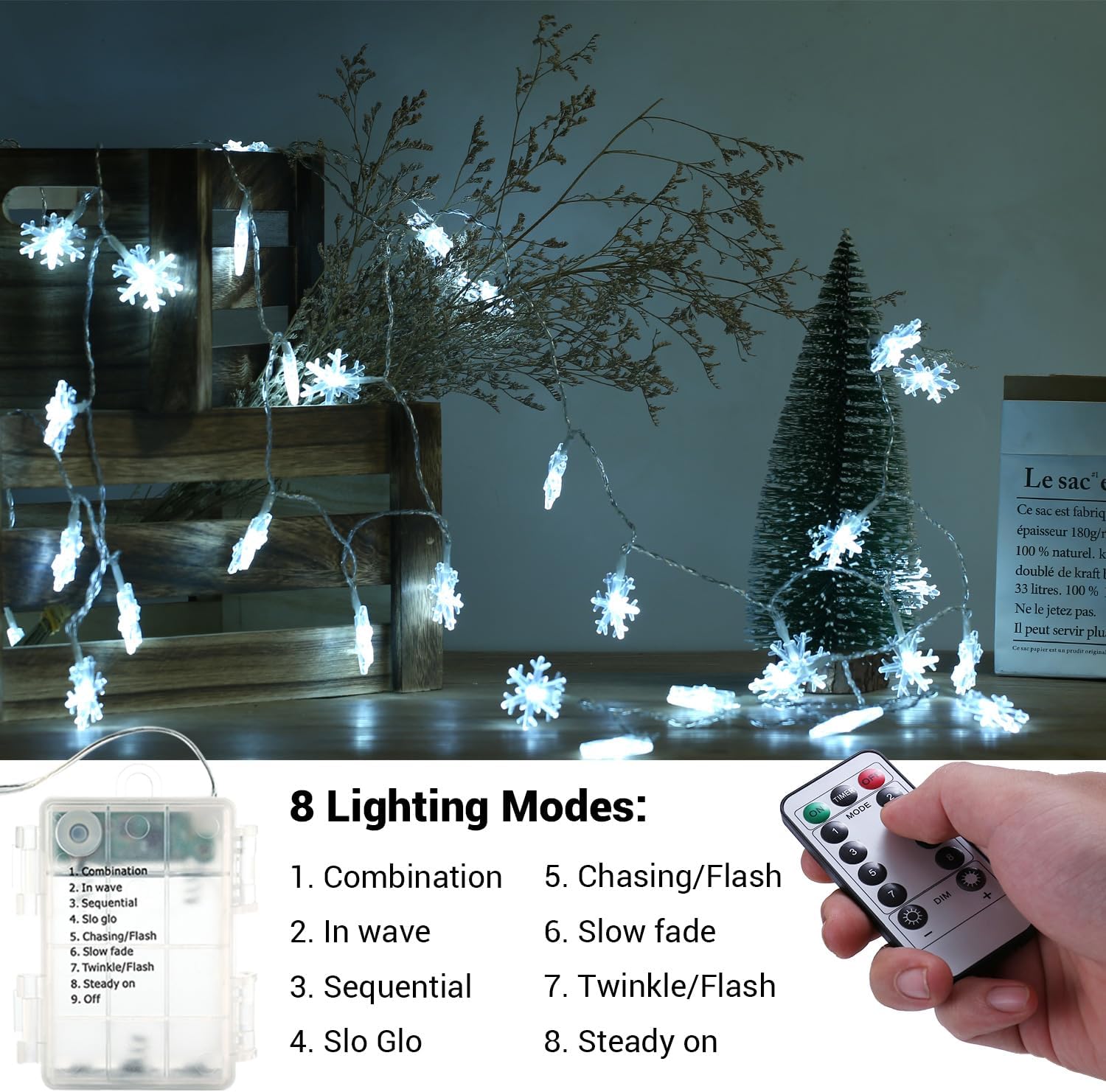 BrizLabs_White_Snowflake_Christmas_String_Lights,_16.08ft_40_LED_Christmas_Lights_with_Remote,_Snowflake_String_Light_Battery_Operated,_8_Modes_Xmas_Tree_Light_Waterproof_for_Outdoor_Indoor_Decoration