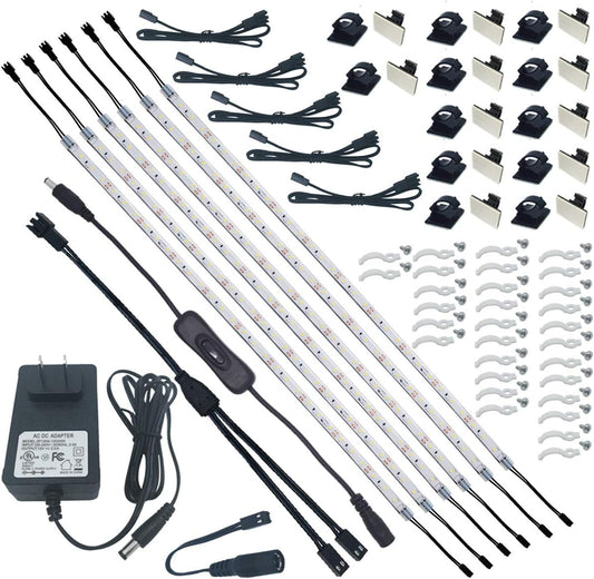 Litever_Under_Cabinet_Light,_6_PCS_20_Inches_Flexible_LED_Strips_with_Power_Adapter,_24W,1800_Lumen,_Daylight/Warm_White._Suitable_for_Kitchen_Cabinets,_Counters,_Under_Shelf,_Closets_(6-Strip)