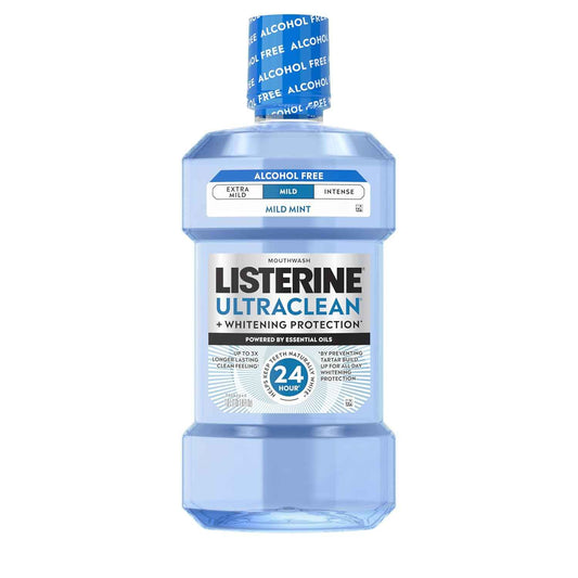 Listerine Ultraclean Alcohol-Free Mild Mouthwash + Whitening Protection*, Alcohol Free Tartar Control Oral Rinse Provides Fresh Breath. Mild Arctic Mint Flavor