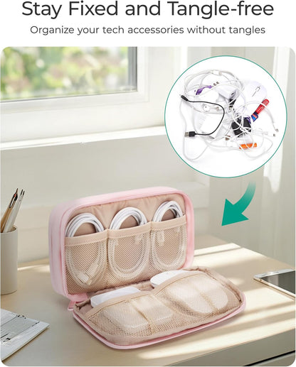 BAGSMART_Electronics_Organizer_Travel_Case,_Cord_Storage_for_Chargers_Cables_Phones,_Compact_Tech_Accessories_Pouch,_Pink