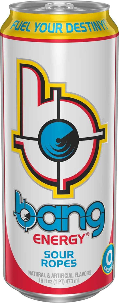 Bang Energy Sour Ropes, Sugar-Free Energy Drink, 16-Ounce | Pack of 12