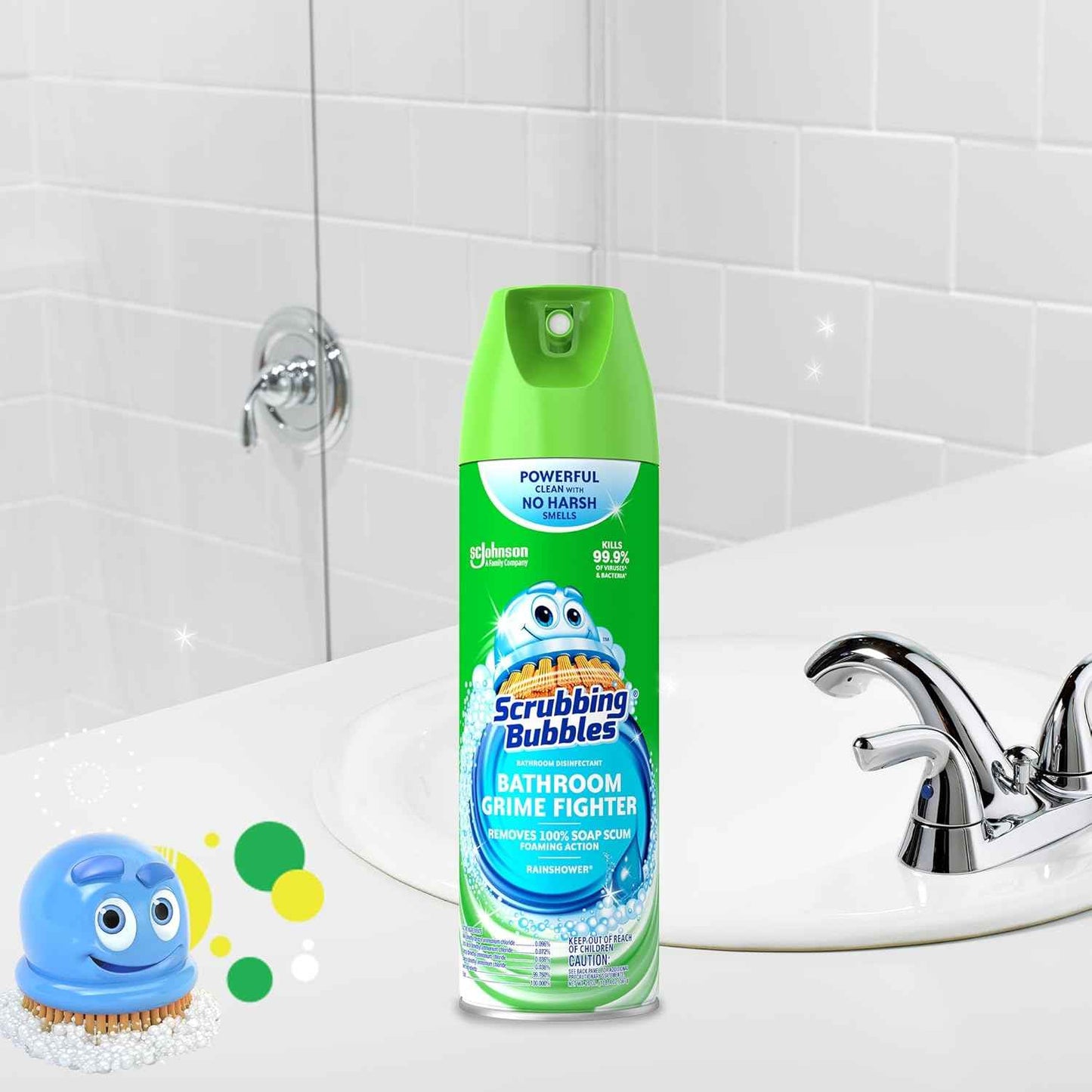 Scrubbing Bubbles Bathroom and Shower Cleaner Disinfectant Aerosol, Foaming Action Bathroom Grime Fighter